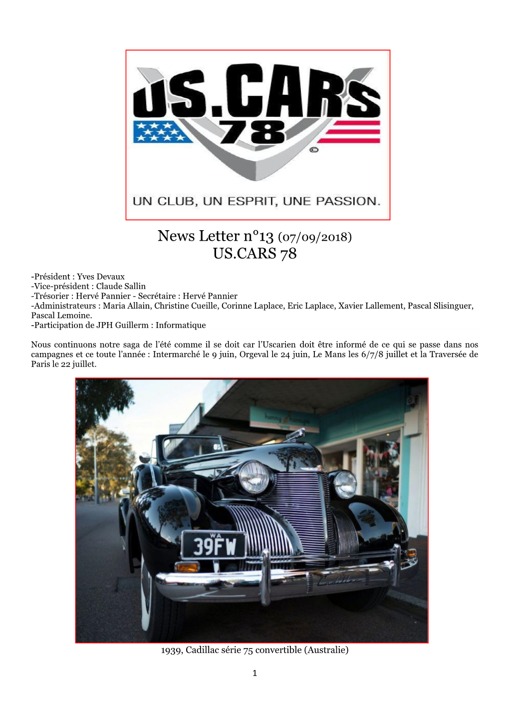 News Letter N°13 (07/09/2018) US.CARS 78