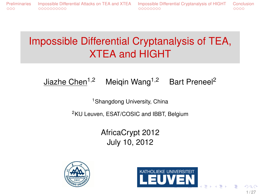 Impossible Differential Cryptanalysis of TEA, XTEA and HIGHT