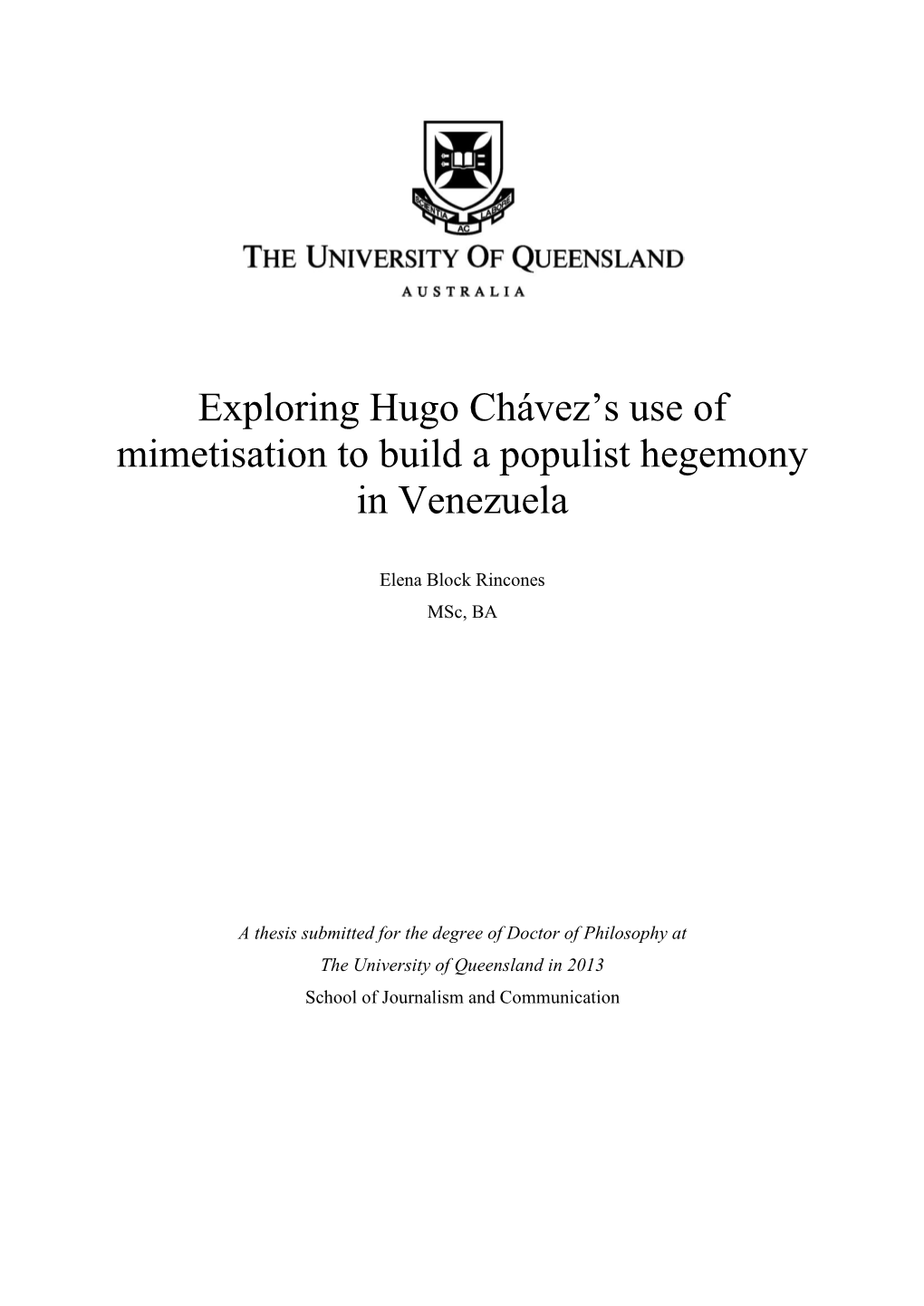 Exploring Hugo Chávez's Use of Mimetisation to Build a Populist