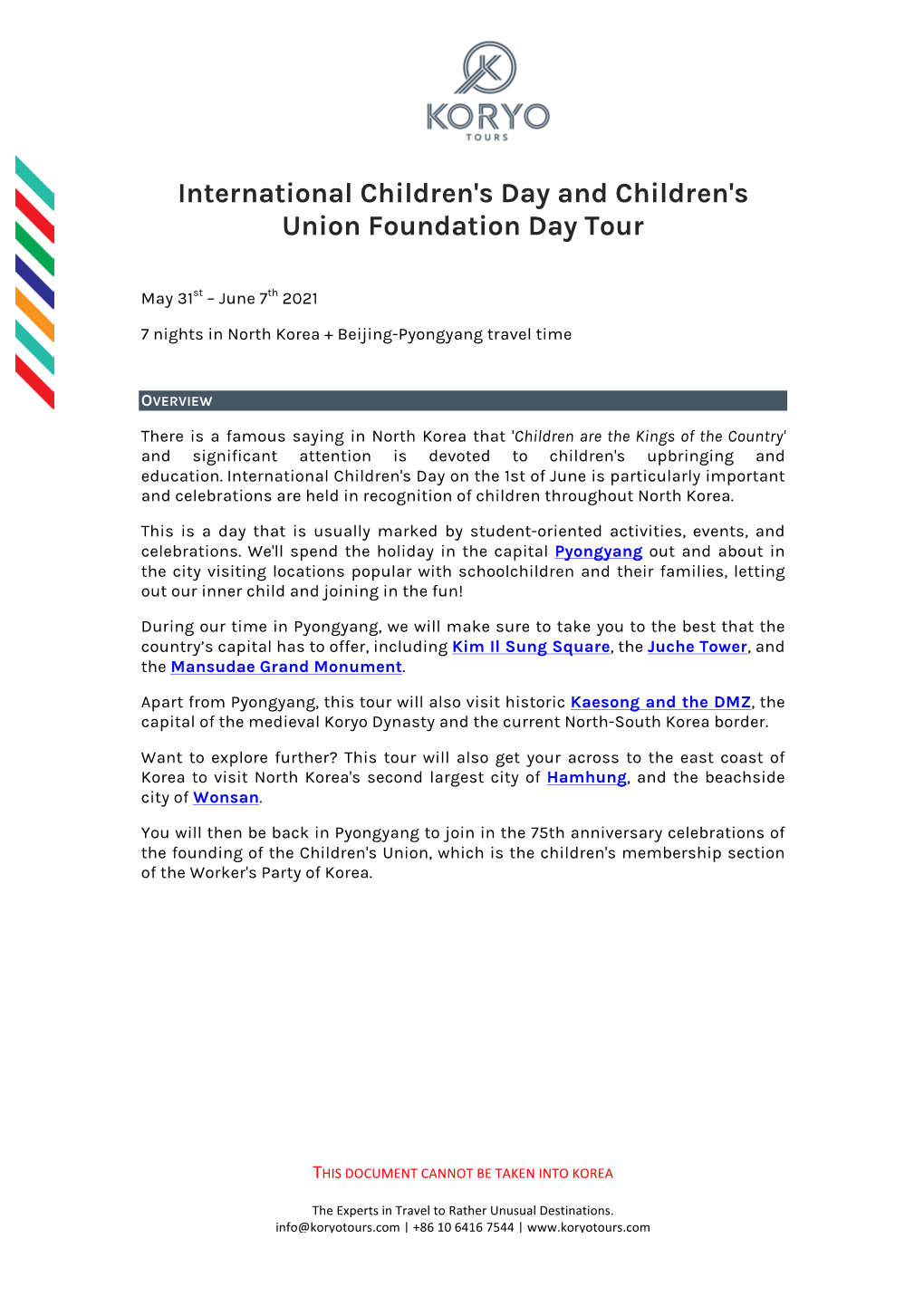 International Children's Day and Children's Union Foundation Day Tour