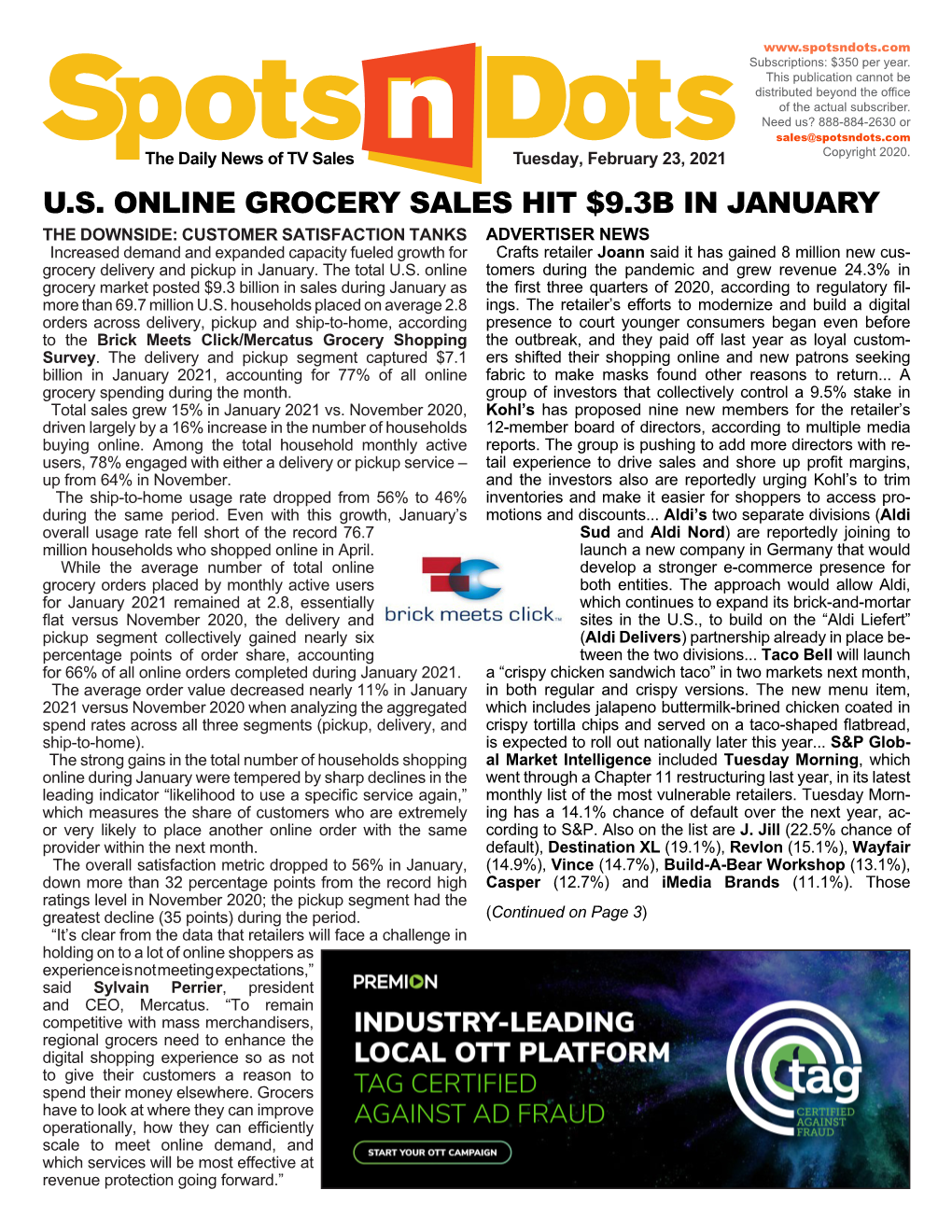 Us Online Grocery Sales Hit $9.3B in January