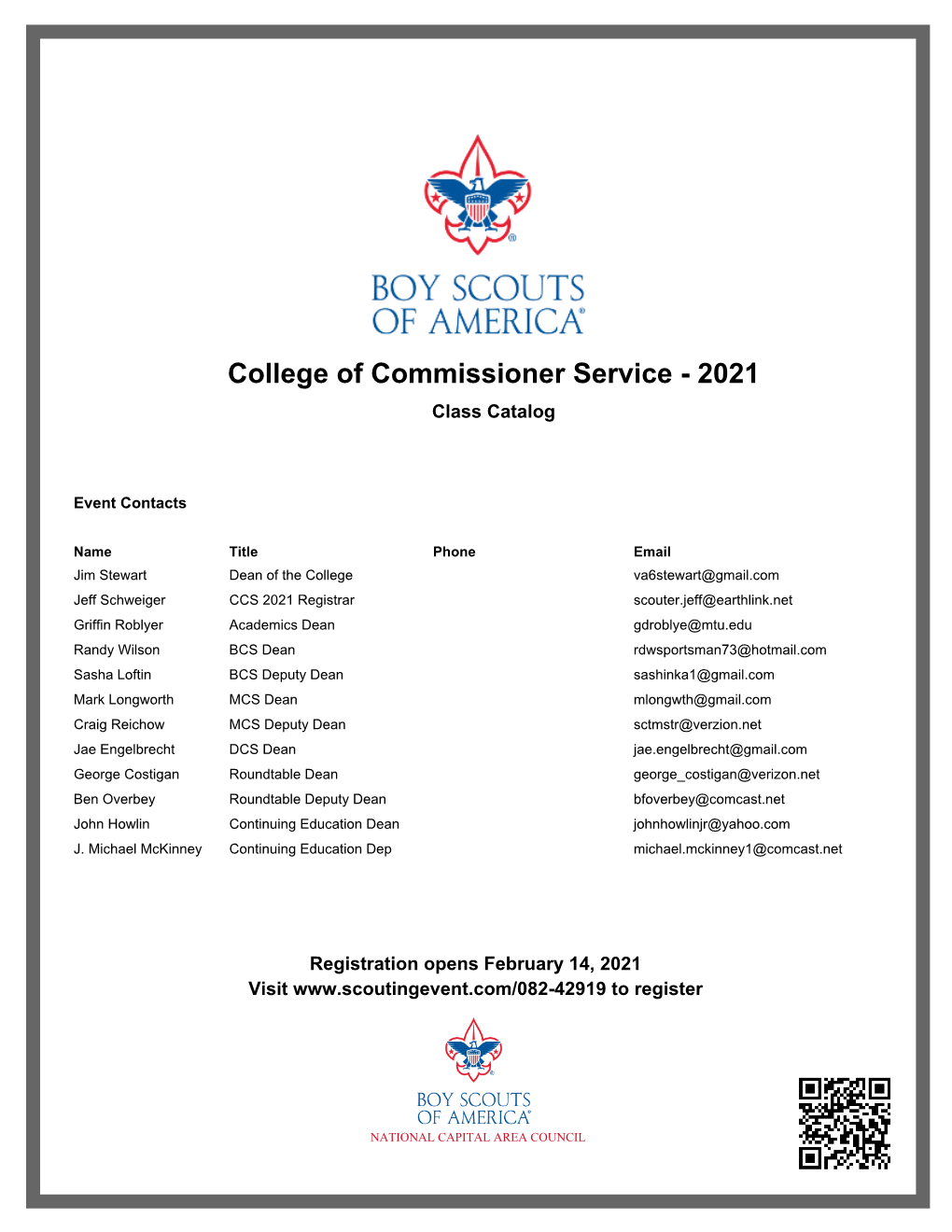 College of Commissioner Service - 2021 Class Catalog