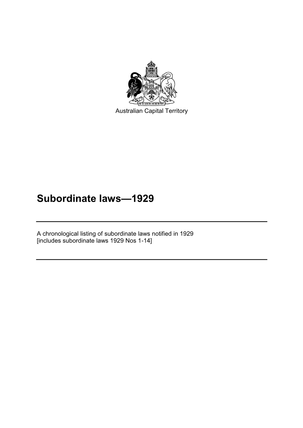 Subordinate Laws—1929