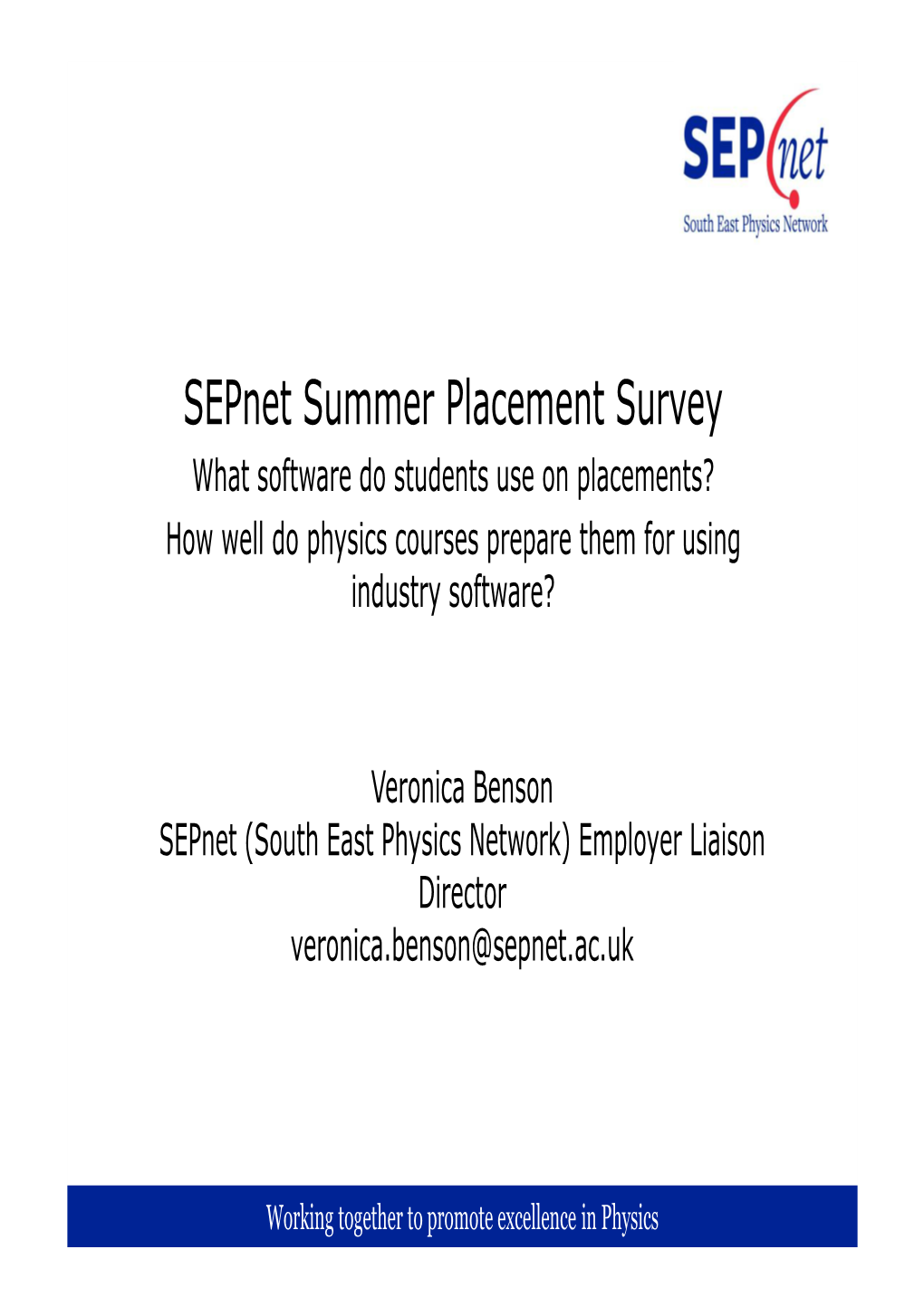 G David Sands Sepnet Summer Placement