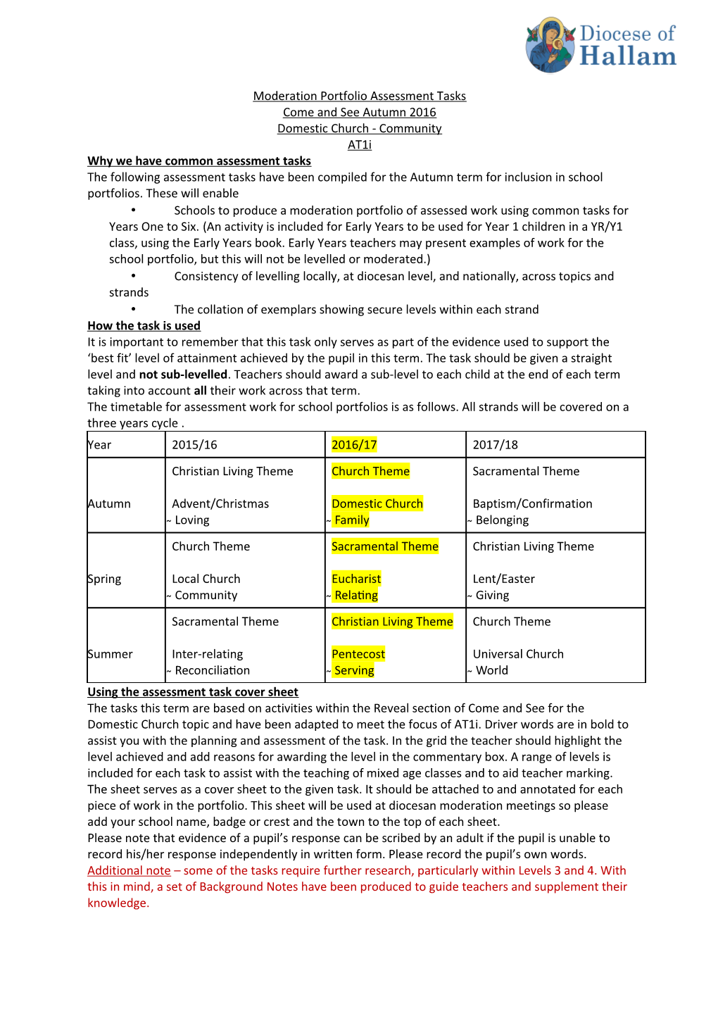 Assessment Tasks for Autumn 2011