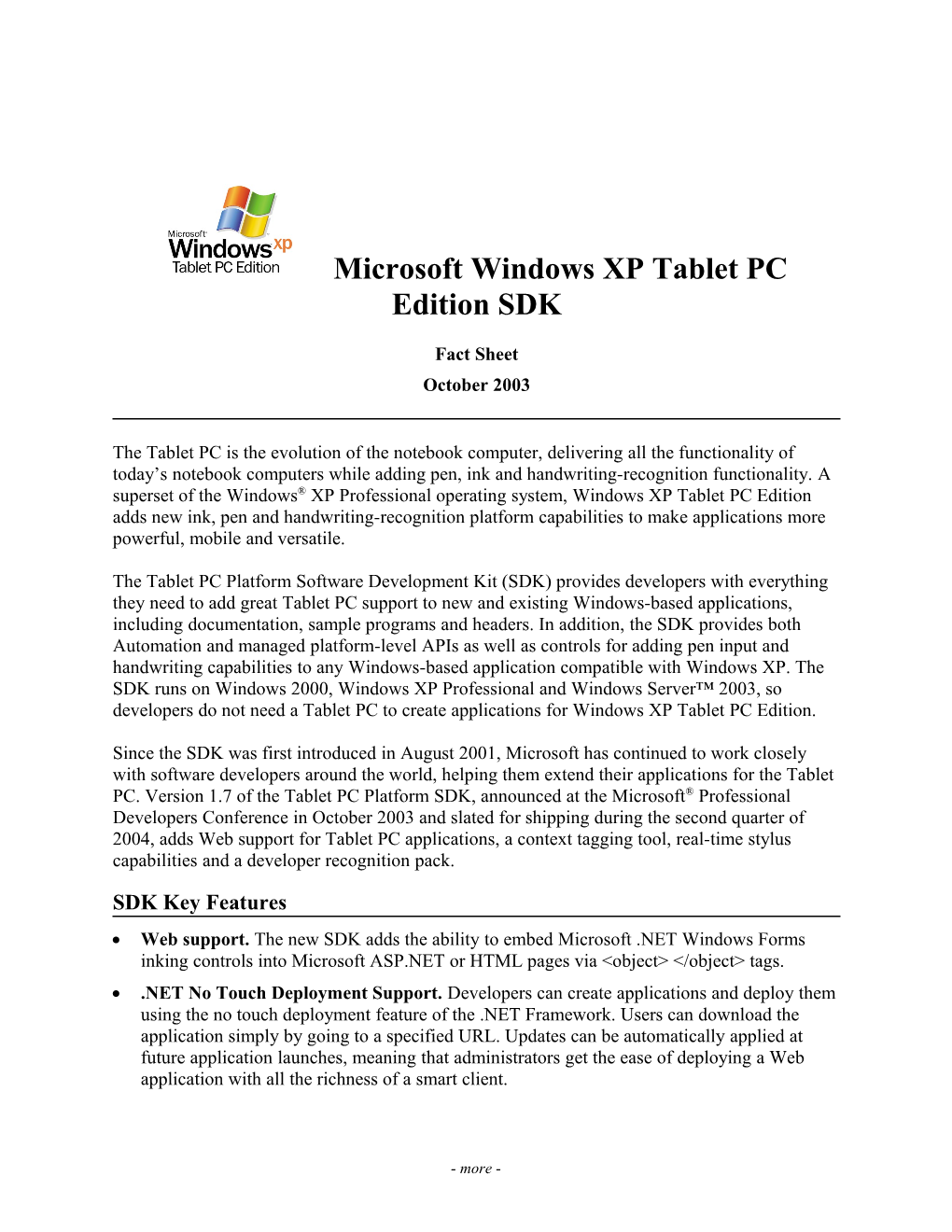 Microsoft Tablet PC SDK