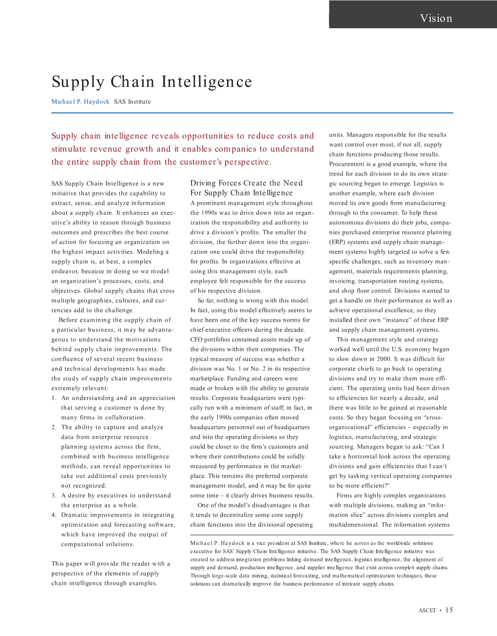 Supply Chain Intelligence