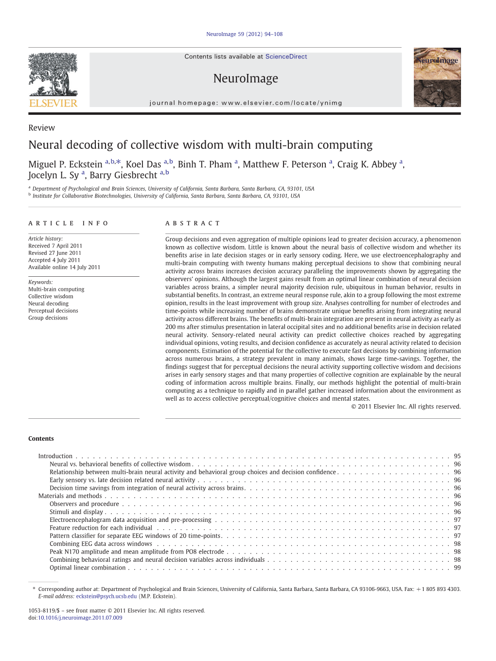 Neural Decoding of Collective Wisdom with Multi-Brain Computing