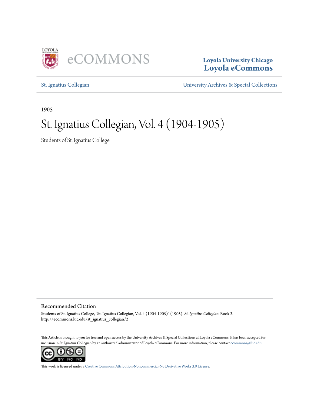 St. Ignatius Collegian, Vol. 4 (1904-1905) Students of St