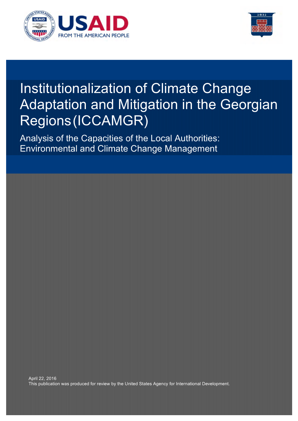 Institutionalization of Climate Change Adaptation and Mitigation in The
