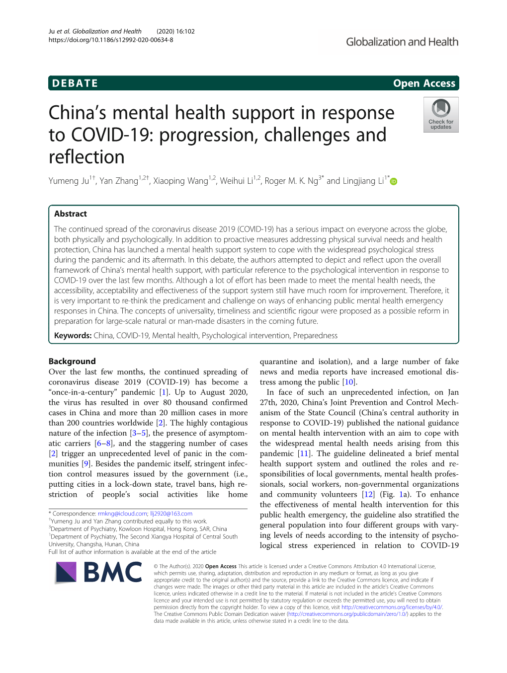 China's Mental Health Support in Response to COVID-19