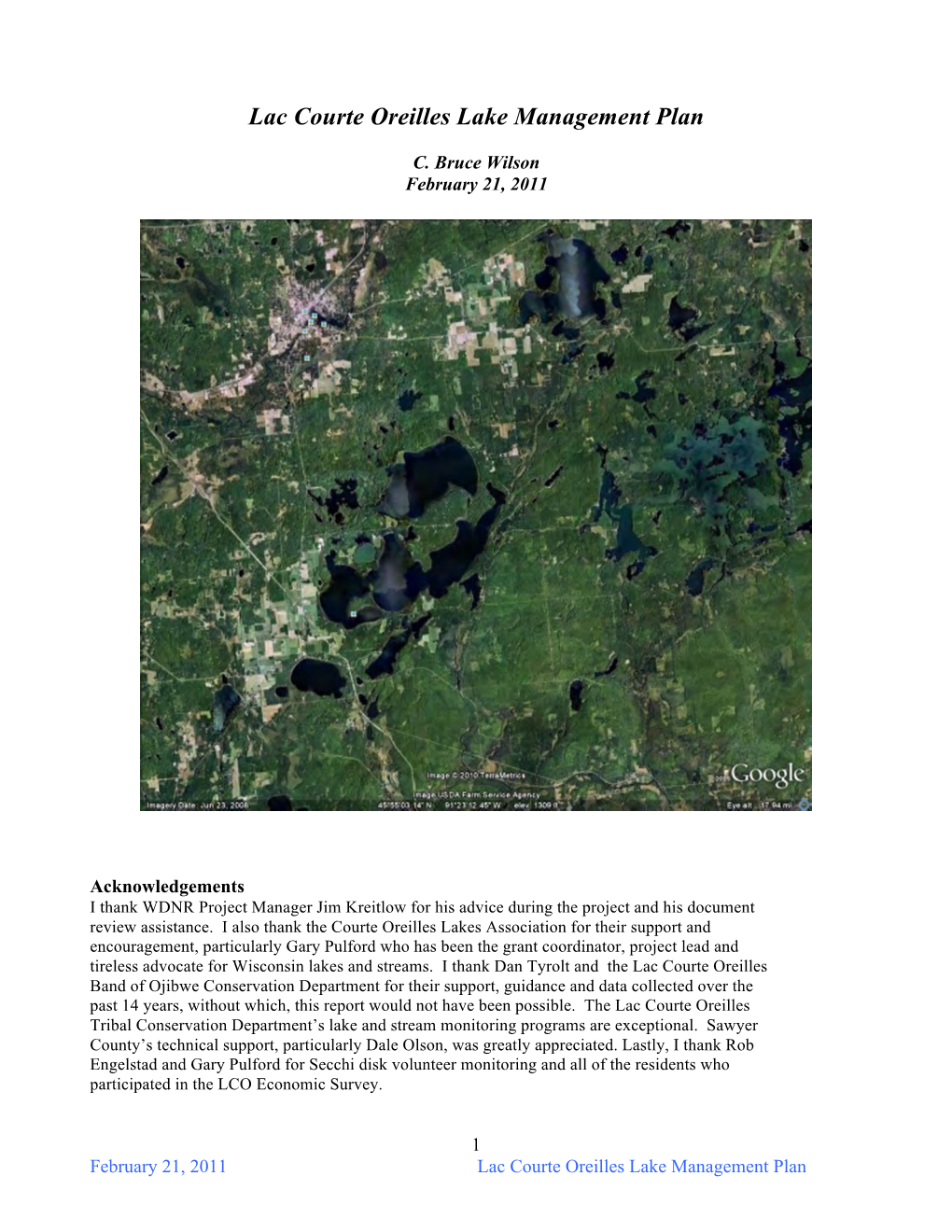 Lac Courte Oreilles Lake Management Plan