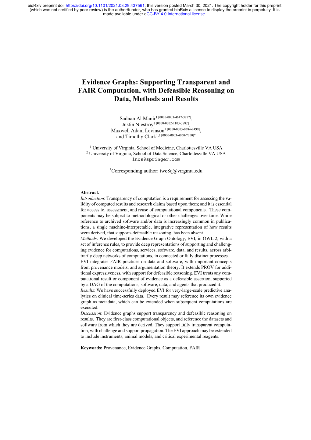 Evidence Graphs: Supporting Transparent and FAIR Computation, with Defeasible Reasoning on Data, Methods and Results