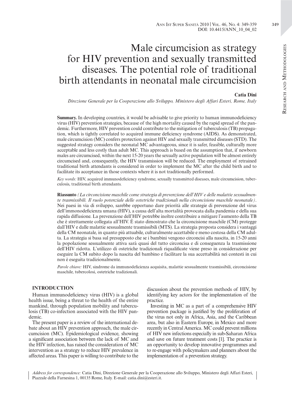 Male Circumcision As Strategy for HIV Prevention and Sexually Transmitted