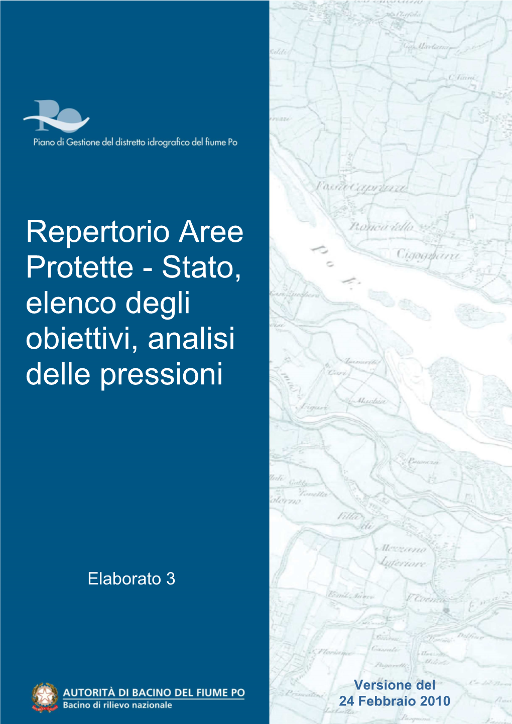 Repertorio Aree Protette - Stato, Elenco Degli Obiettivi, Analisi Delle Pressioni