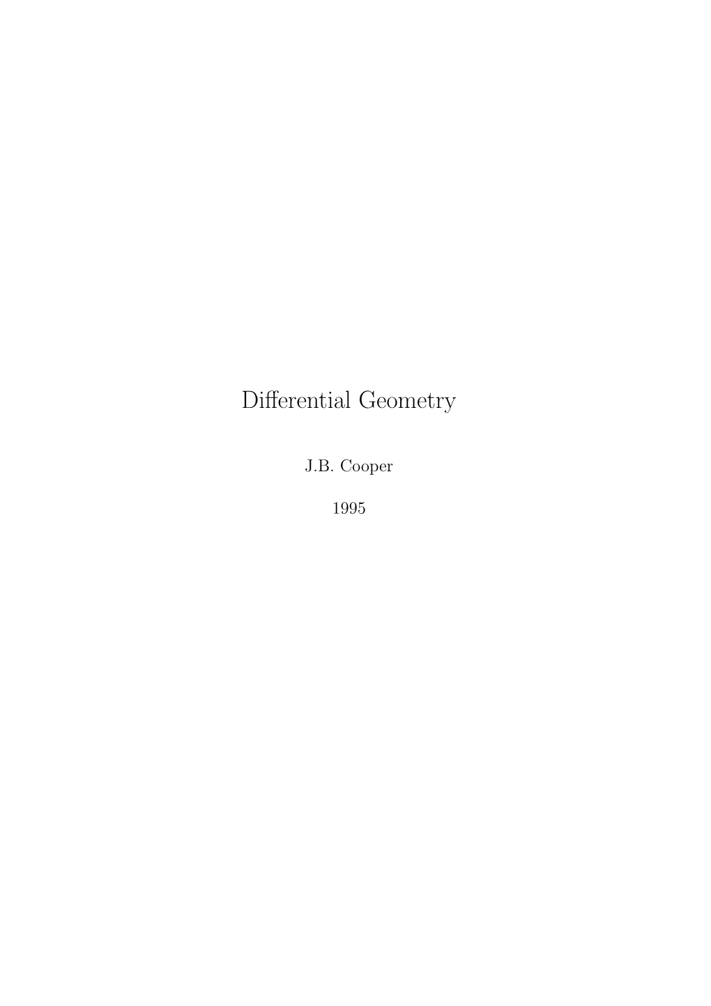 Differential Geometry