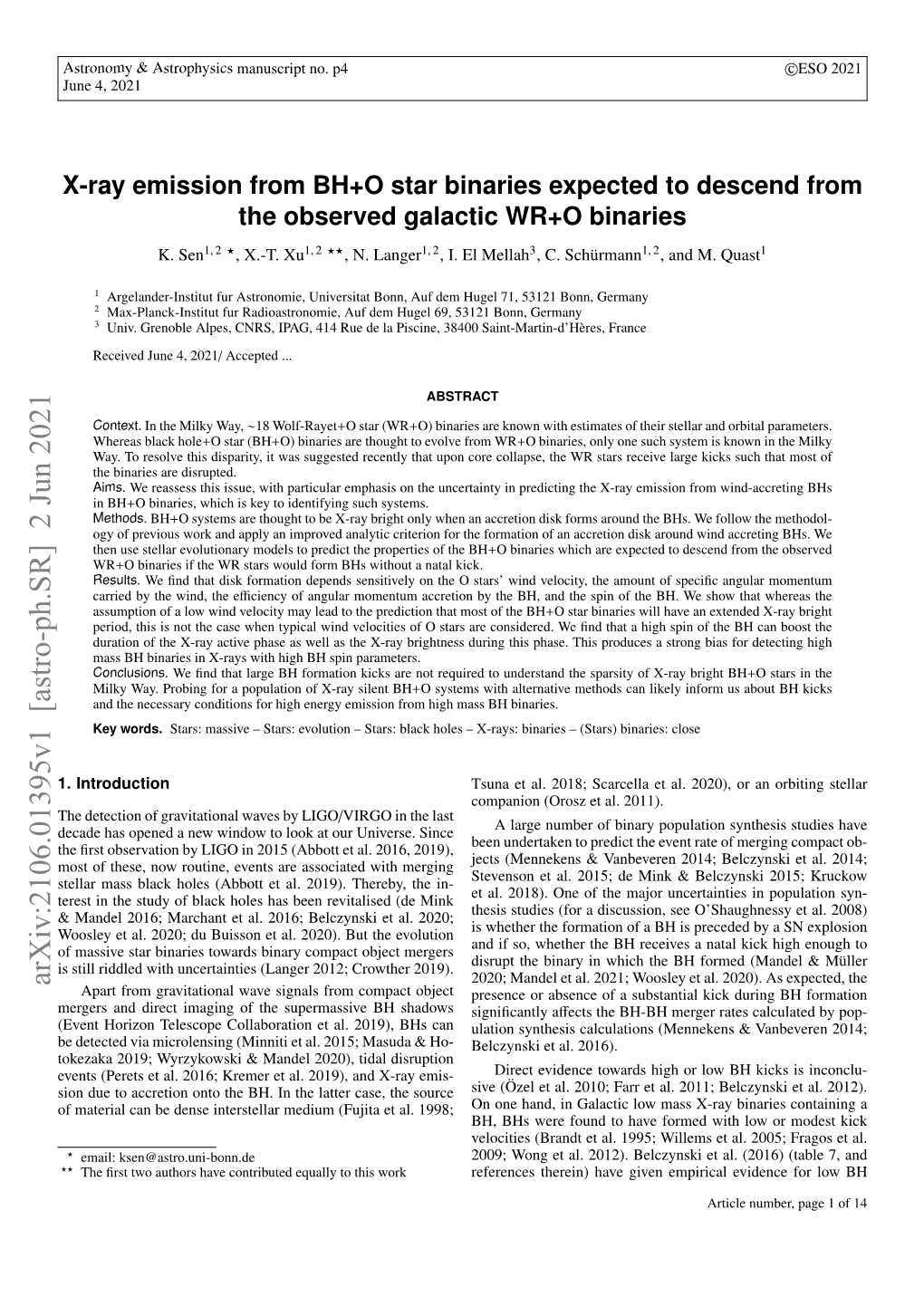 Arxiv:2106.01395V1 [Astro-Ph.SR] 2 Jun 2021 2020; Mandel Et Al