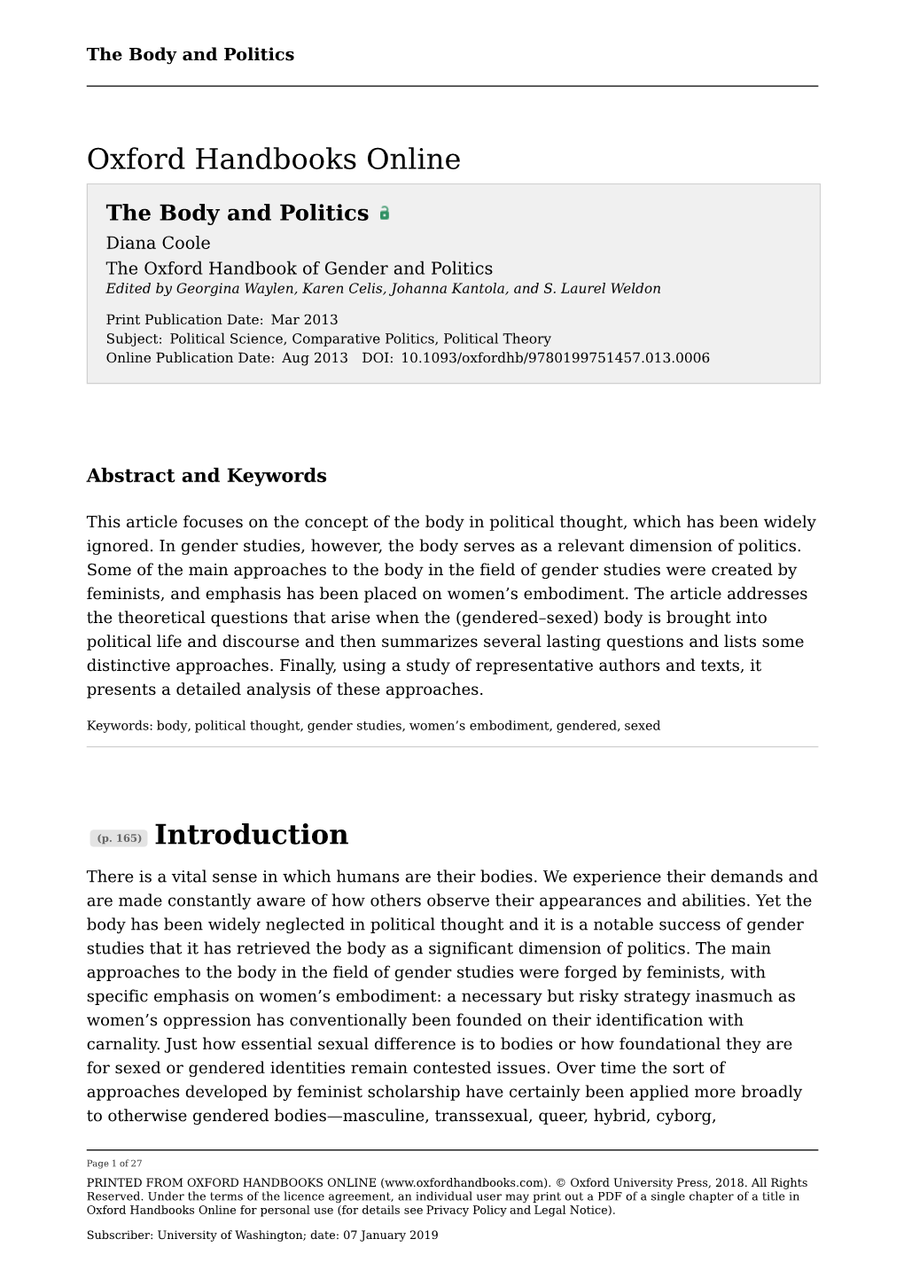 Body and Politics