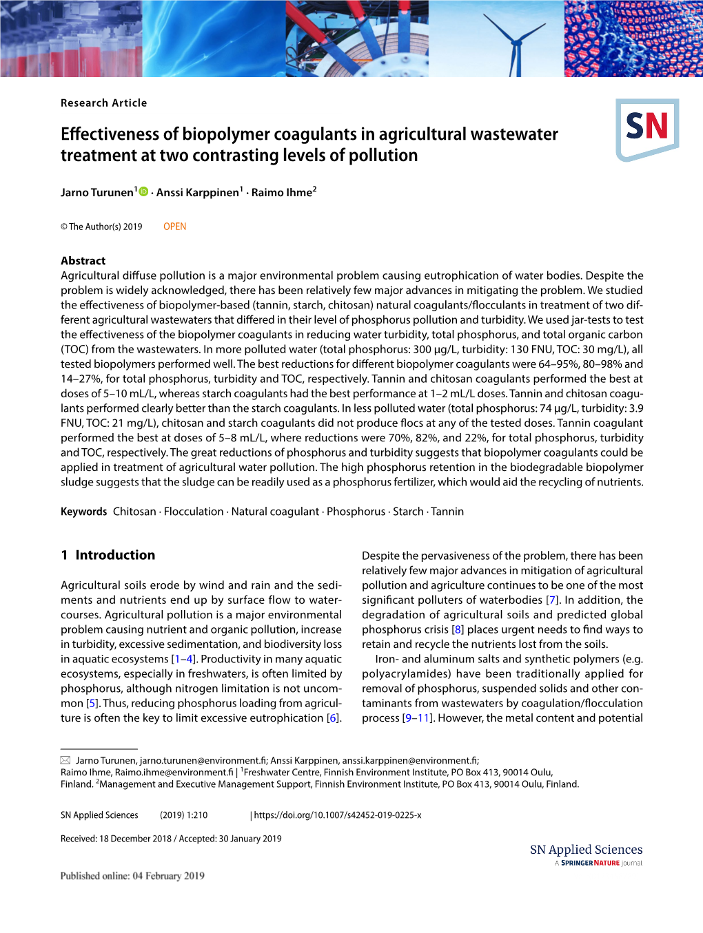 Effectiveness of Biopolymer Coagulants in Agricultural