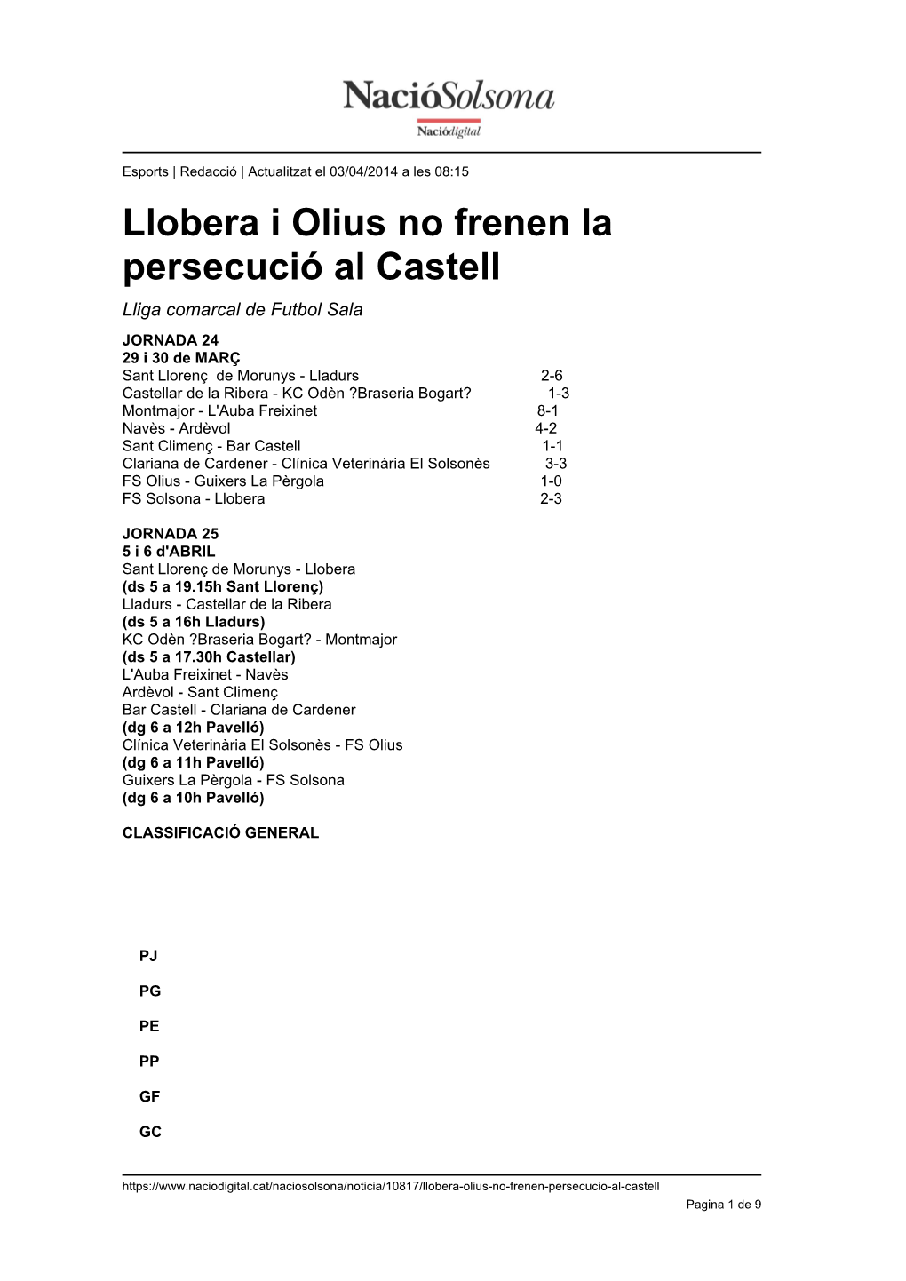 Llobera I Olius No Frenen La Persecució Al Castell