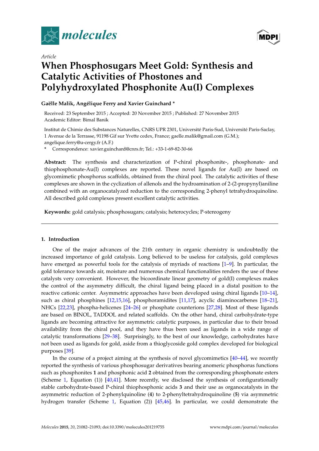 When Phosphosugars Meet Gold: Synthesis and Catalytic Activities of Phostones and Polyhydroxylated Phosphonite Au(I) Complexes