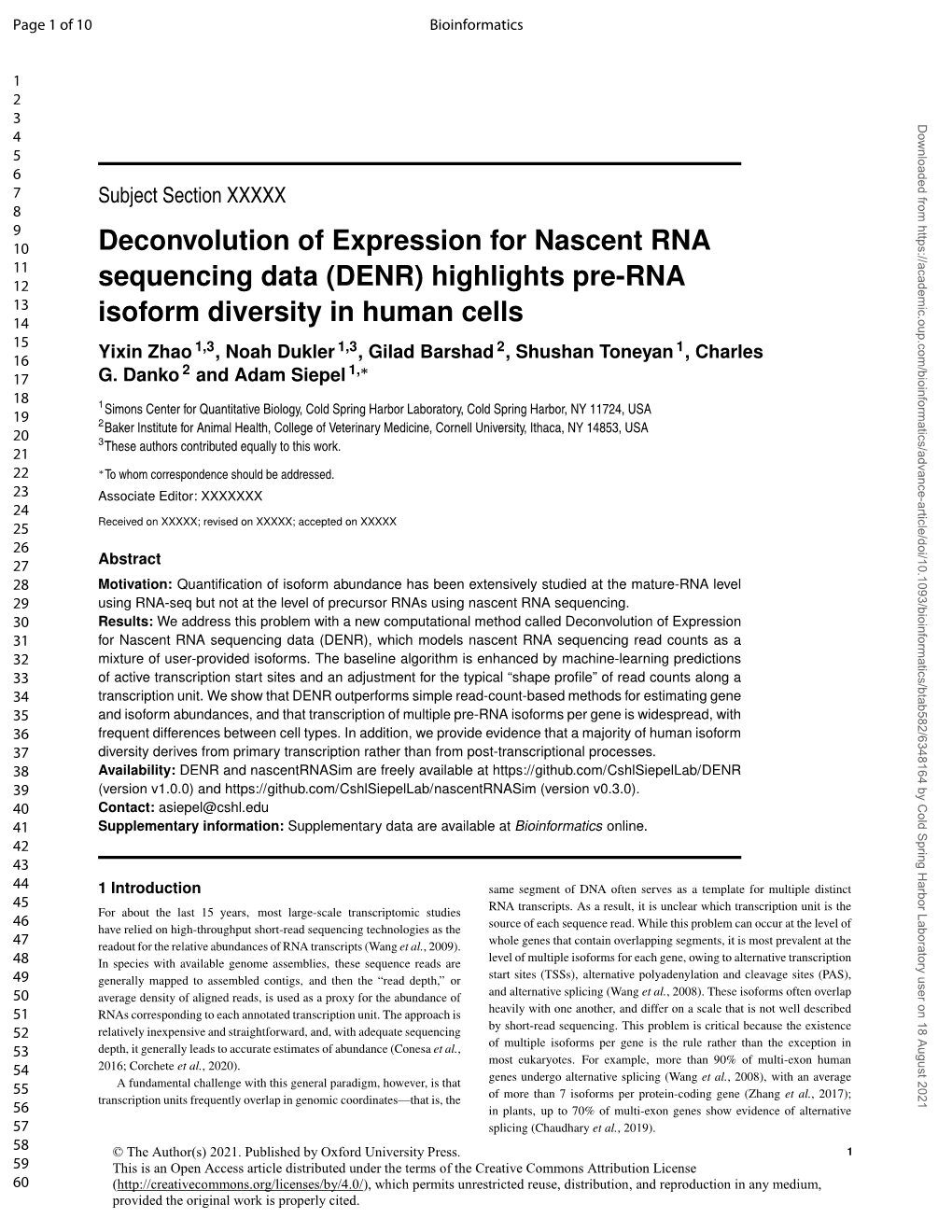 Deconvolution of Expression for Nascent RNA Sequencing Data 3 1 2 (≤ 25 Bp) (Supplementary Fig