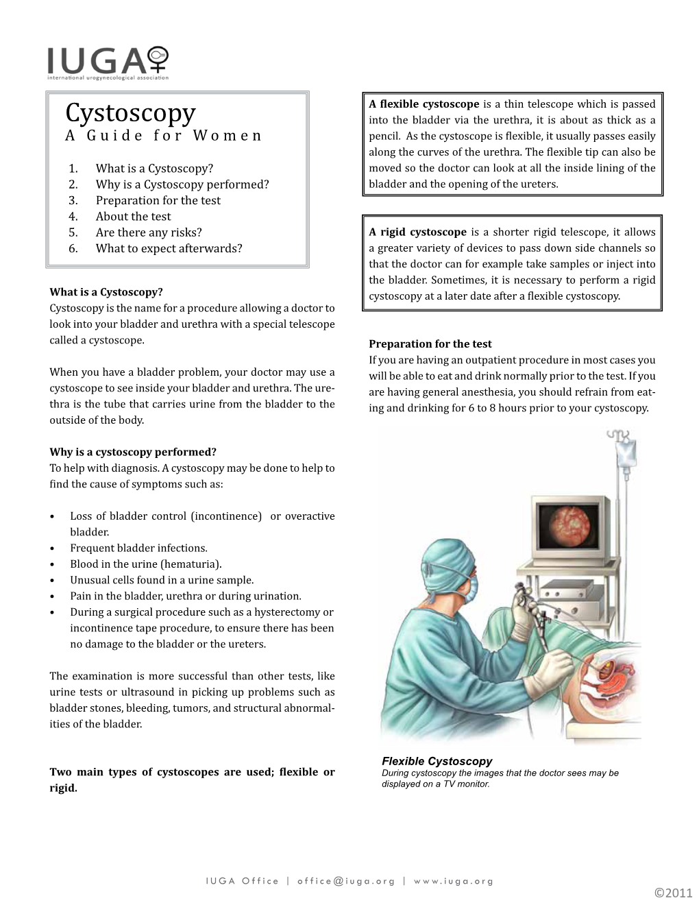 Cystoscopy Into the Bladder Via the Urethra, It Is About As Thick As a a Guide for Women