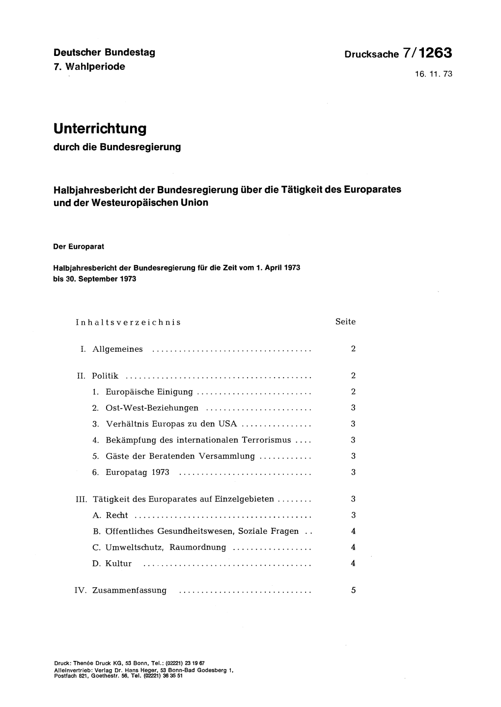 Unterrichtung Durch Die Bundesregierung