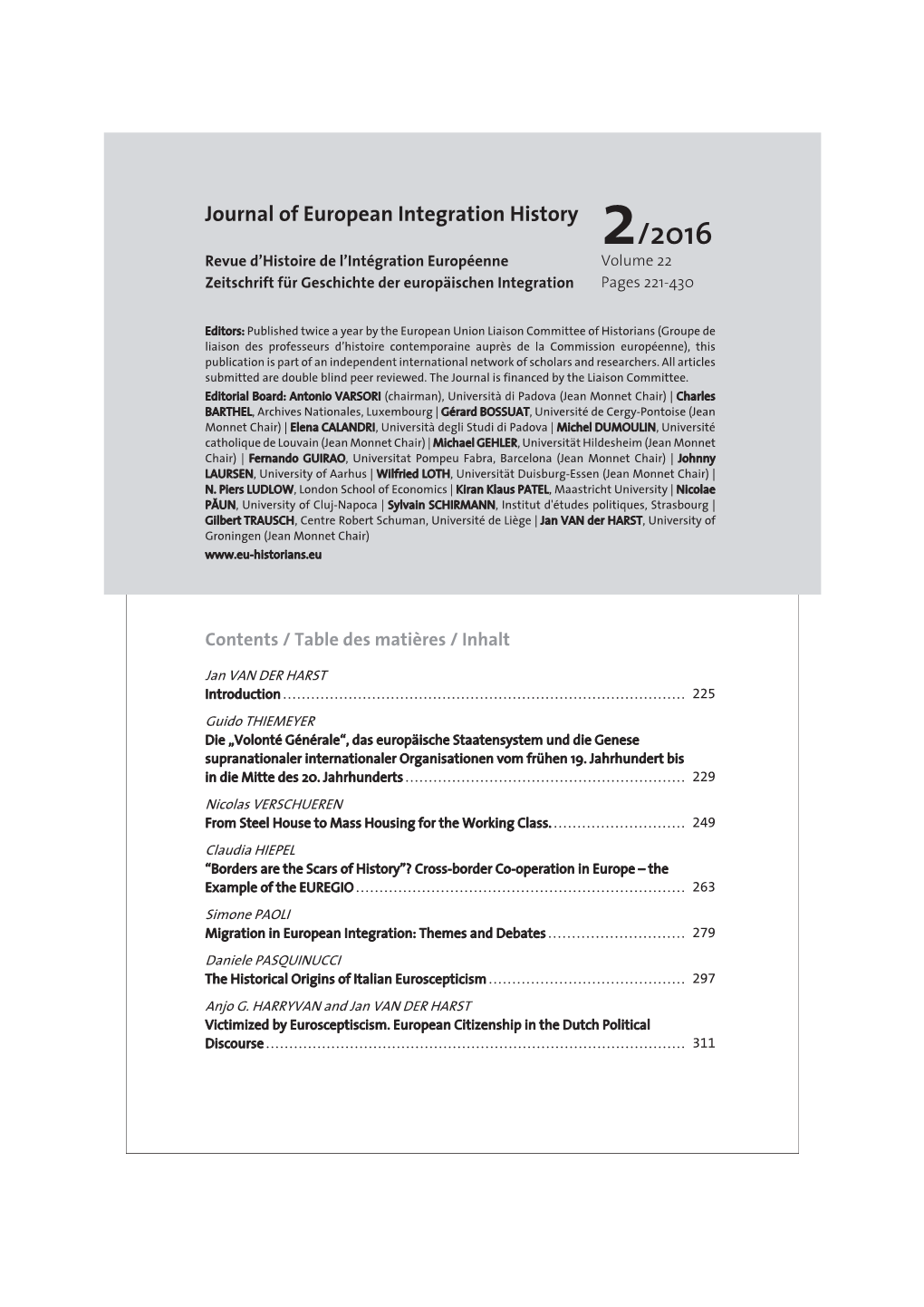 Journal of European Integration History 2/2016