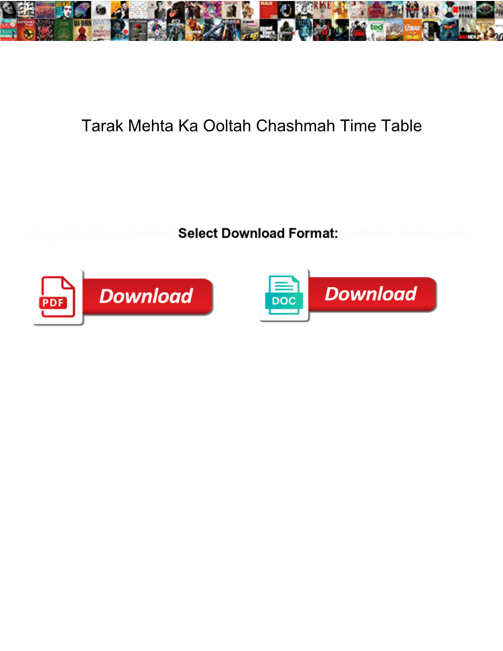 Tarak Mehta Ka Ooltah Chashmah Time Table