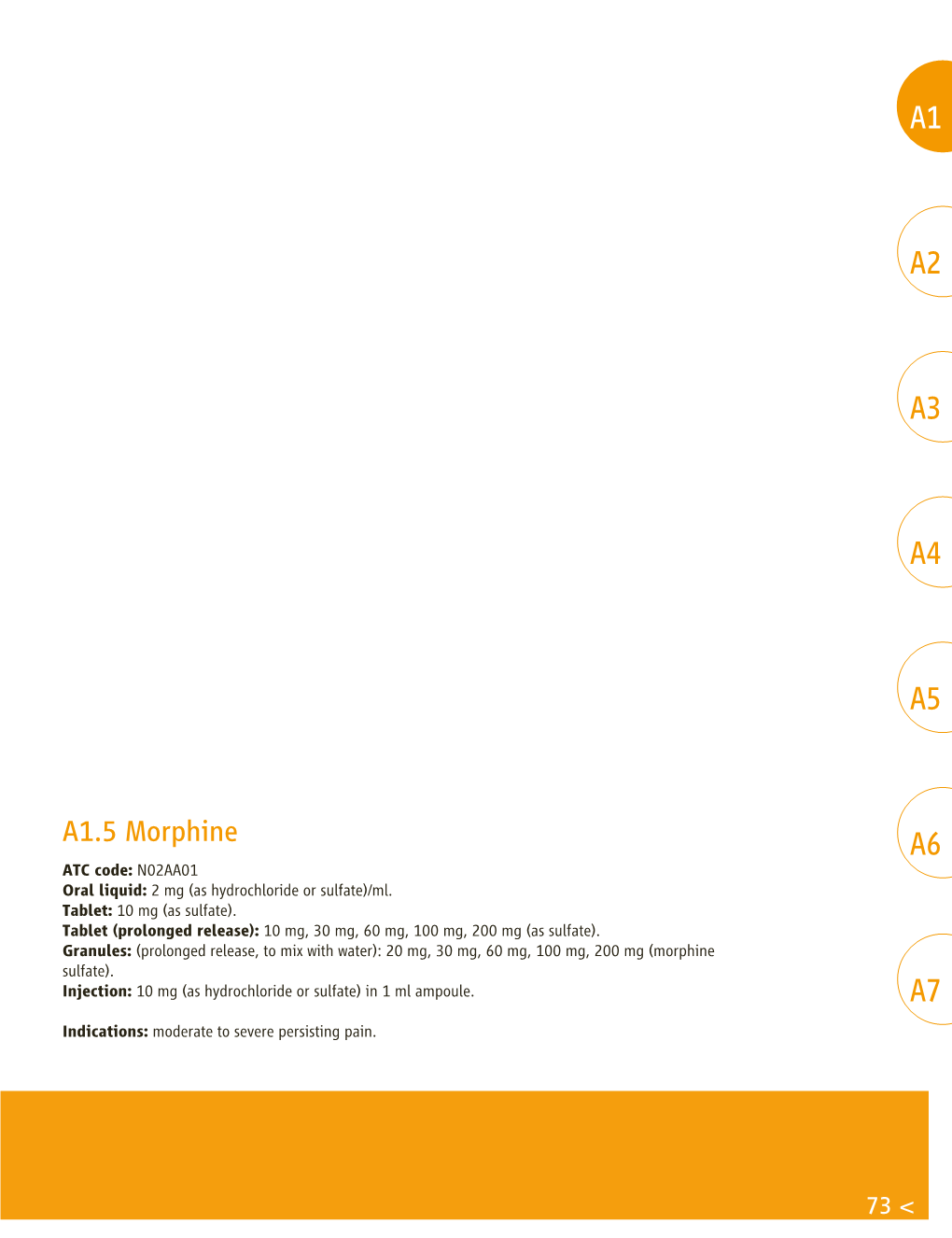 A1.5 Morphine A6 ATC Code: N02AA01 Oral Liquid: 2 Mg (As Hydrochloride Or Sulfate)/Ml