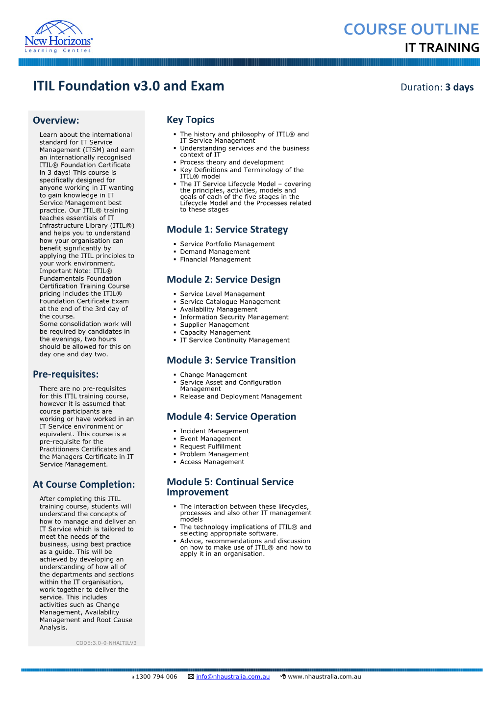 New Horizons Courseware Outlines s5