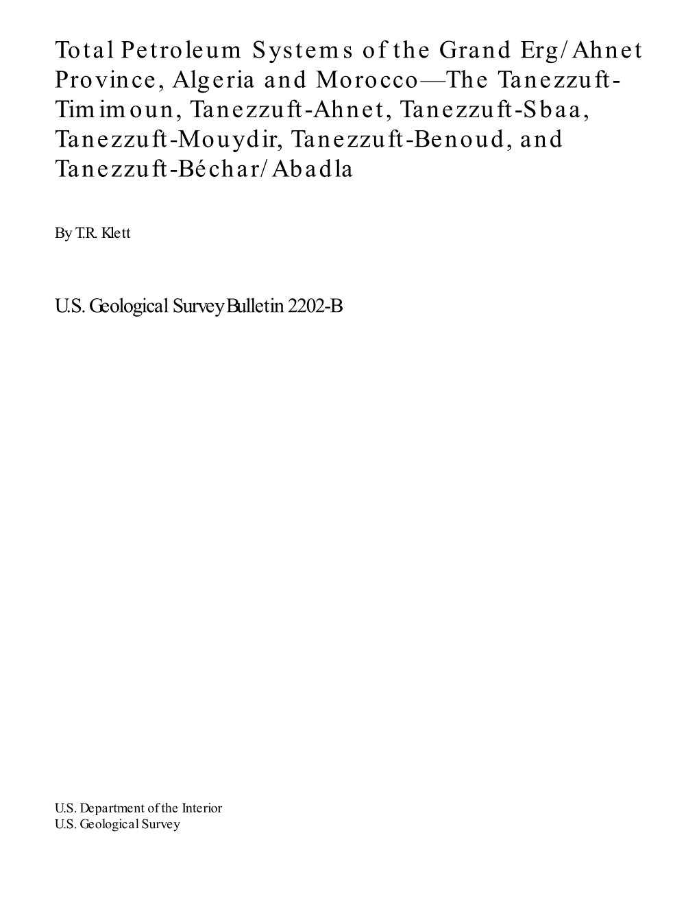 Total Petroleum Systems of the Grand Erg/Ahnet