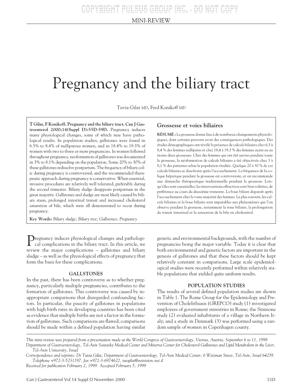 Pregnancy and the Biliary Tract