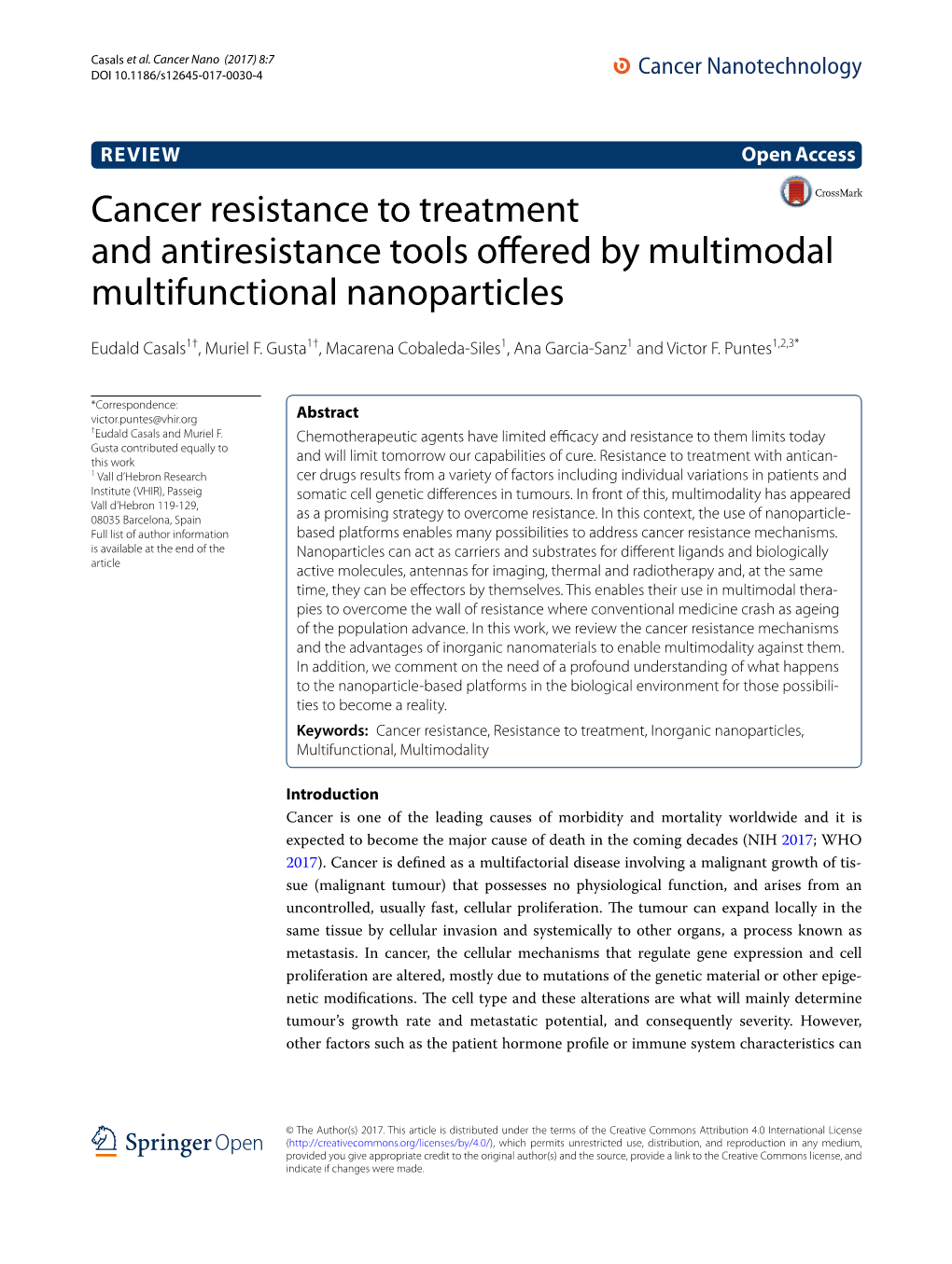 Cancer Resistance to Treatment and Antiresistance Tools Offered By