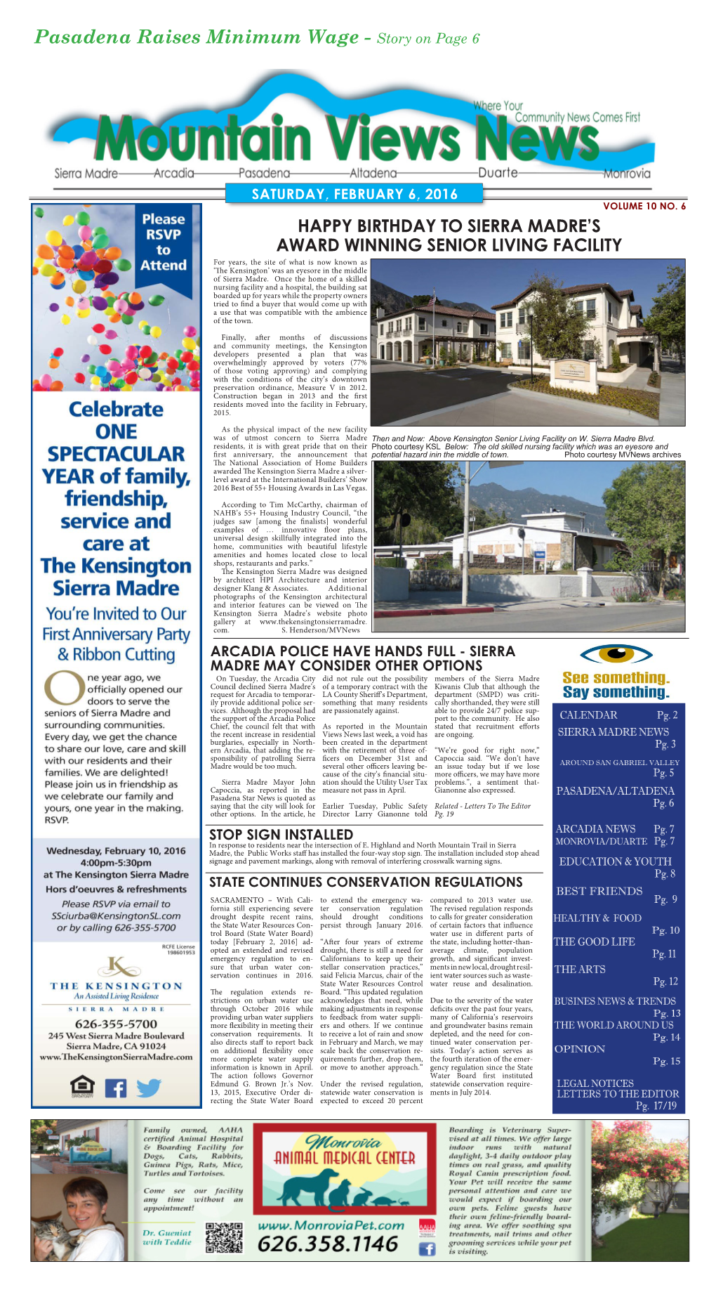 Pasadena Raises Minimum Wage - Story on Page 6