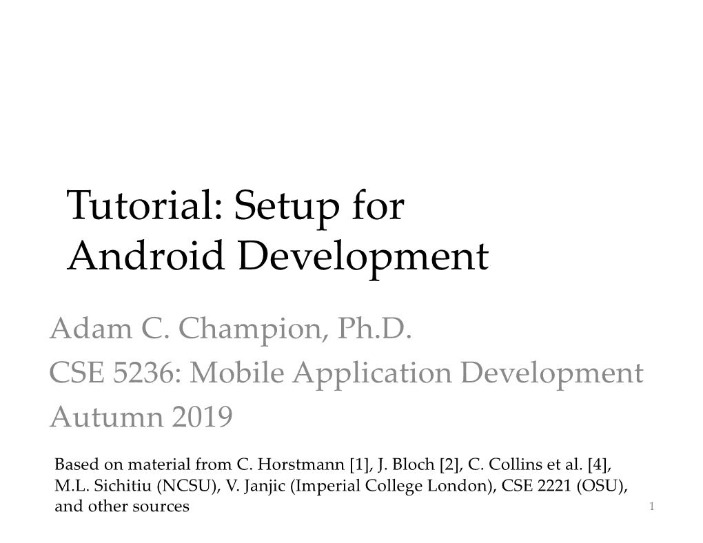 Tutorial: Setup for Android Development