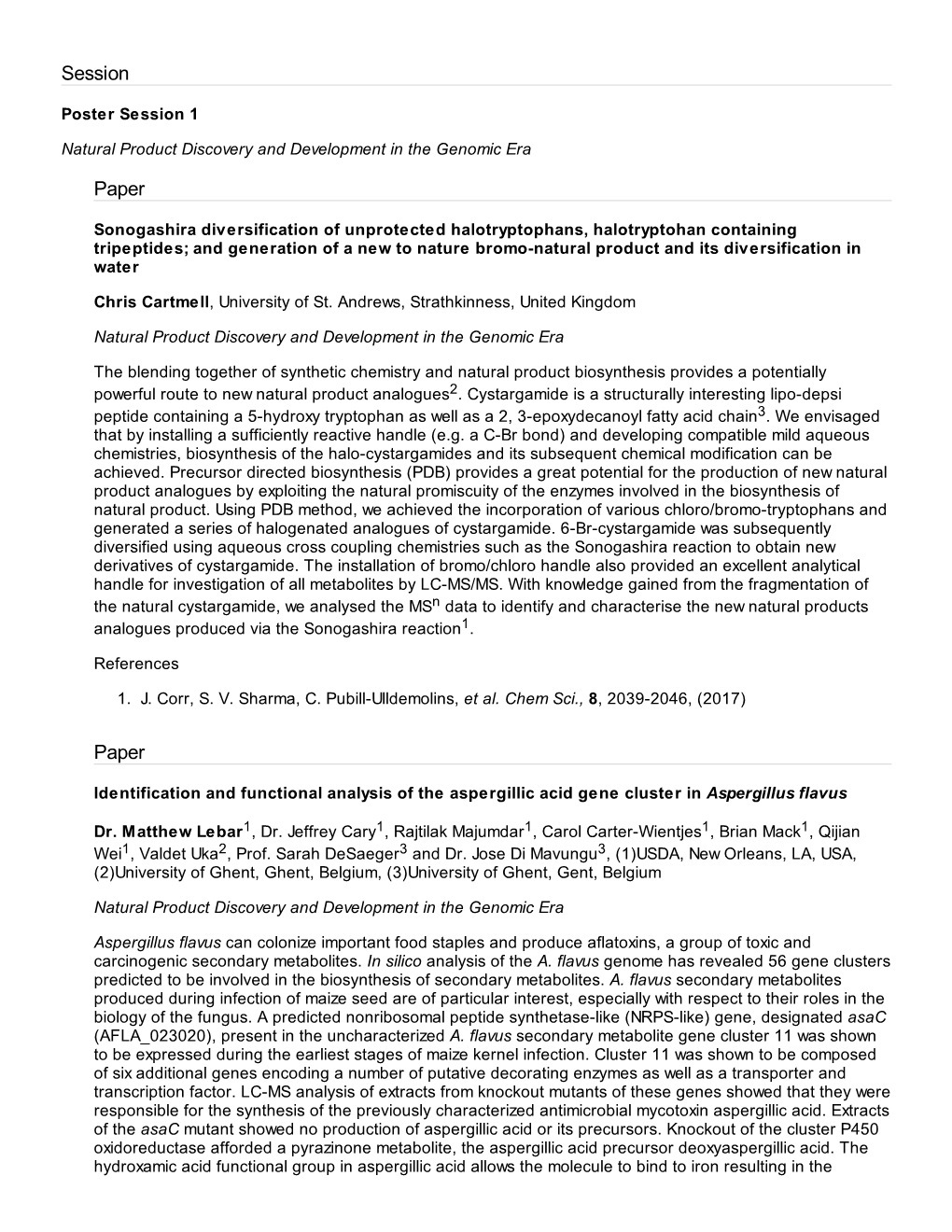 Poster Session 1 Natural Product Discovery and Development in The