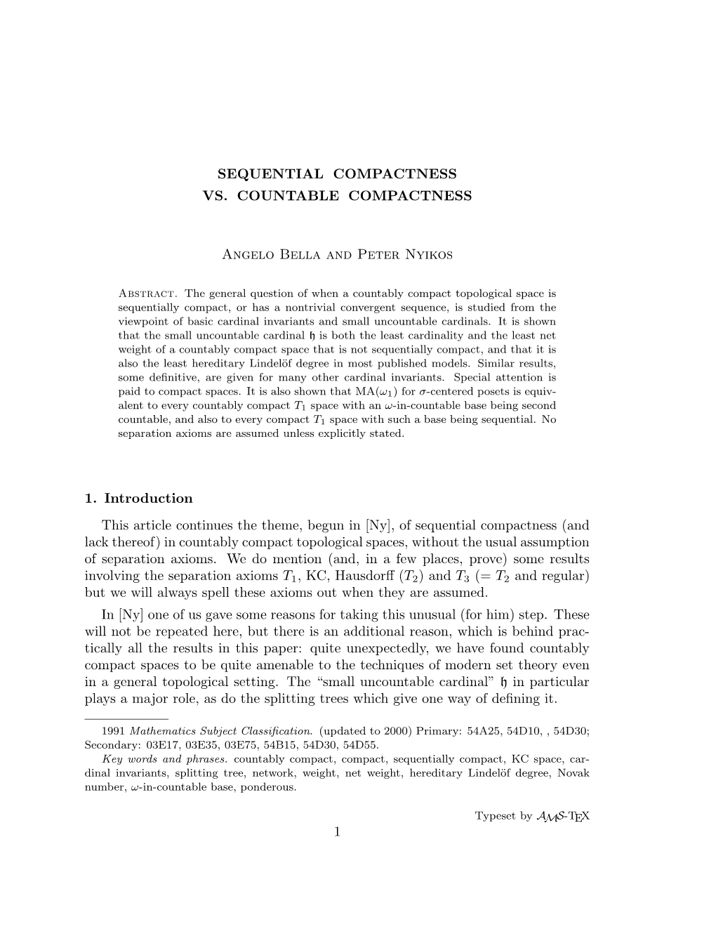 Sequential Compactness Vs