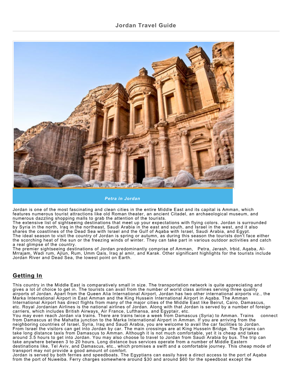 Jordan Travel Guide