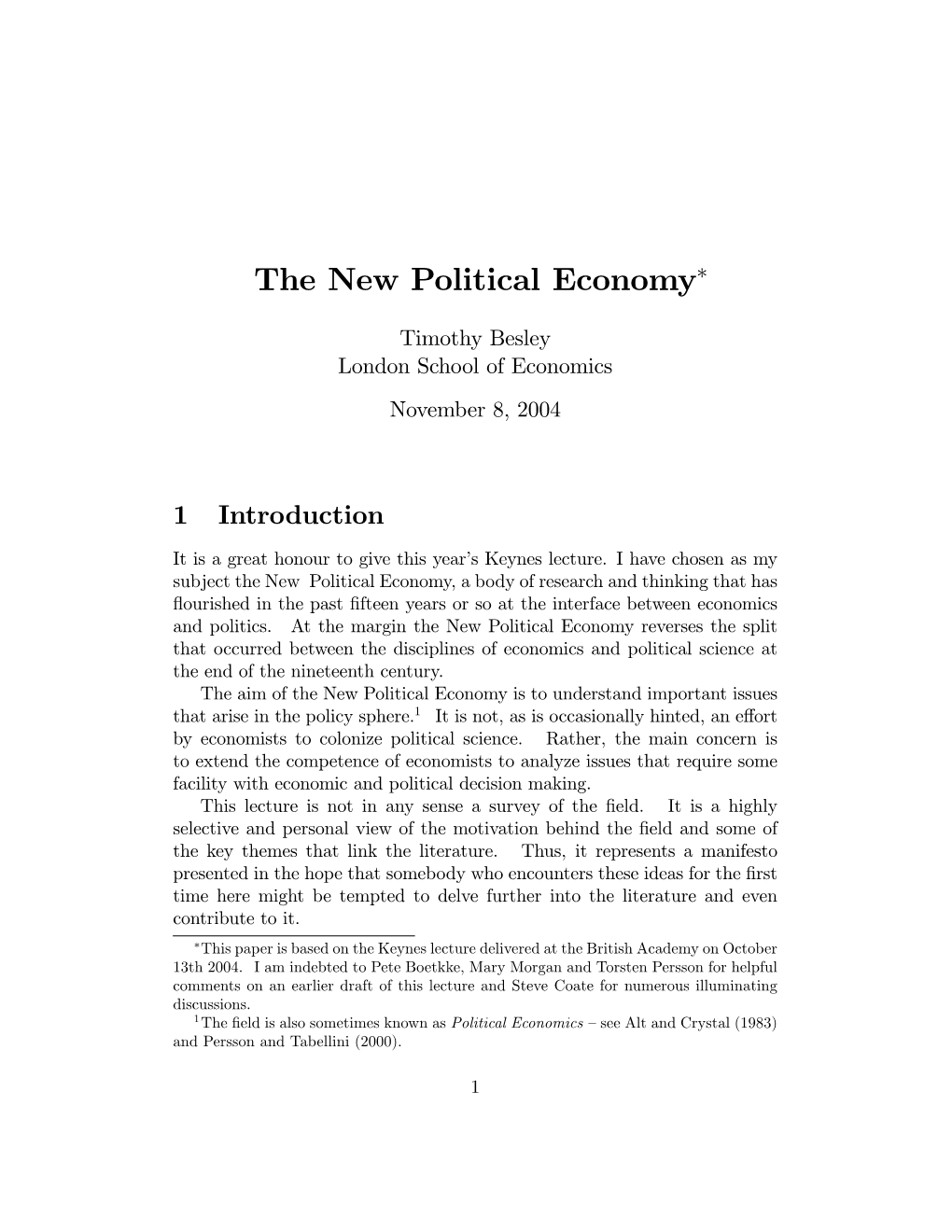 The New Political Economy