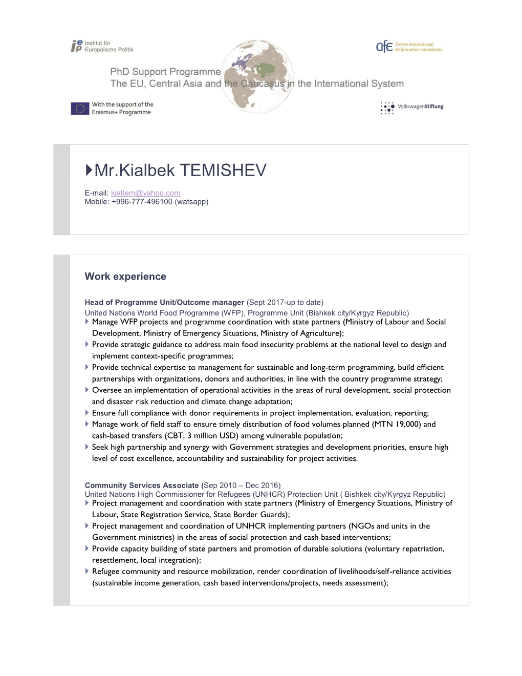 Mr.Kialbek TEMISHEV