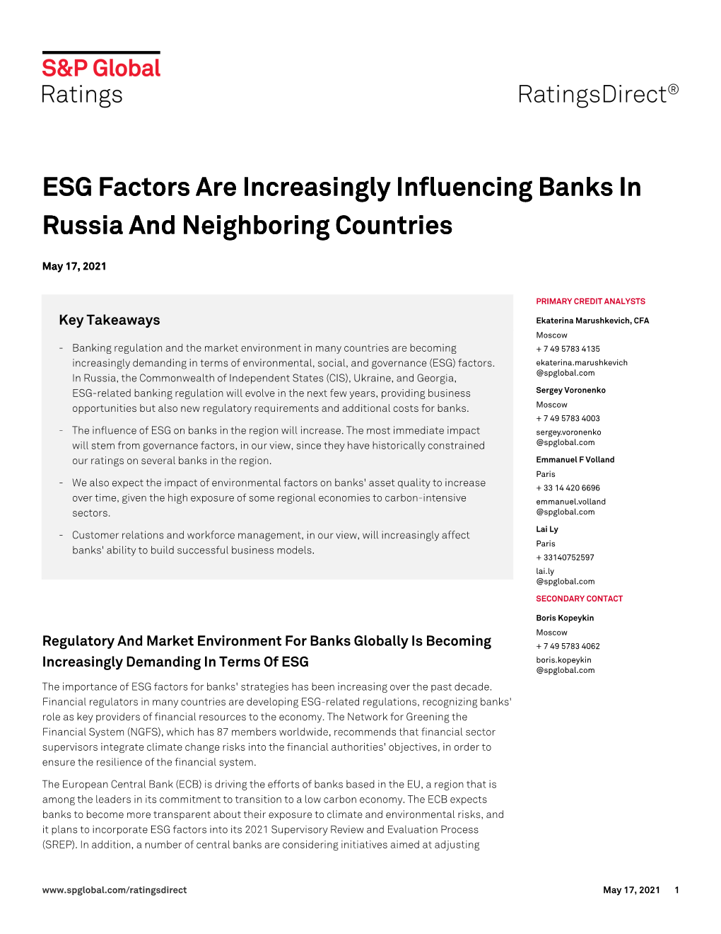 ESG Factors Are Increasingly Influencing Banks in Russia and Neighboring Countries ESG Factors Are Increasingly Influencing Bank