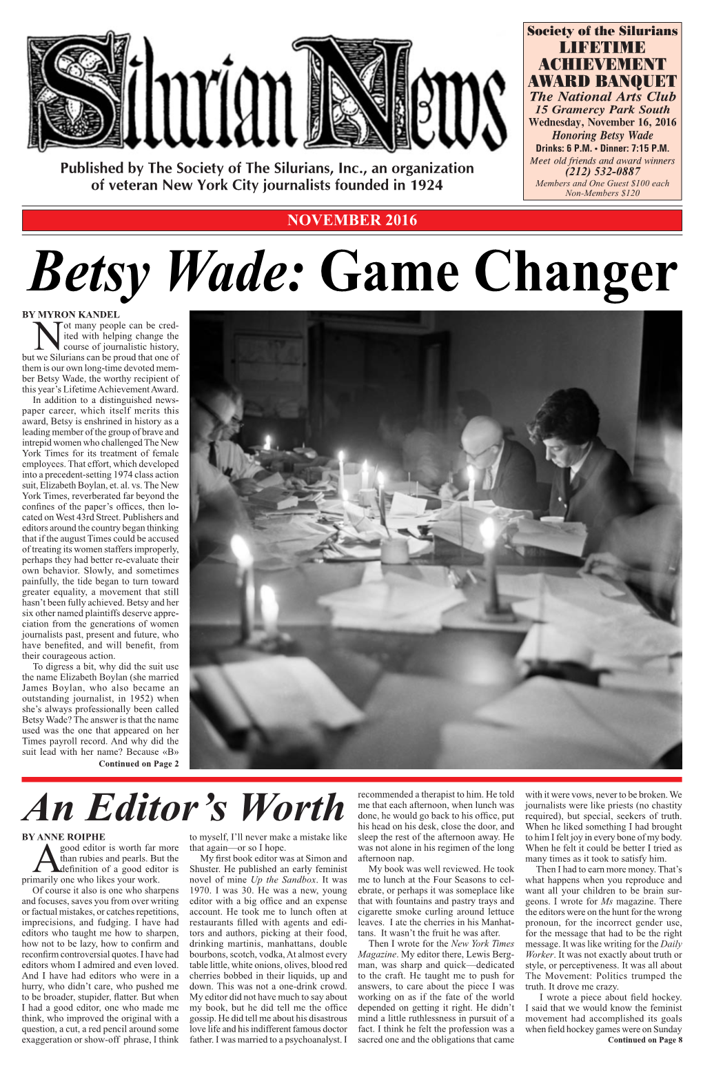 Betsy Wade Drinks: 6 P.M