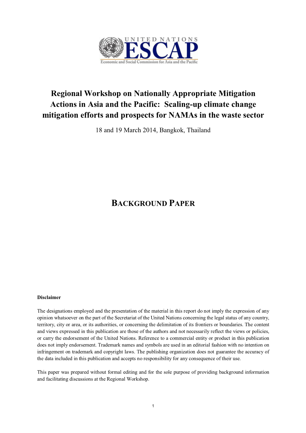 Scaling-Up Climate Change Mitigation Efforts and Prospects for Namas in the Waste Sector