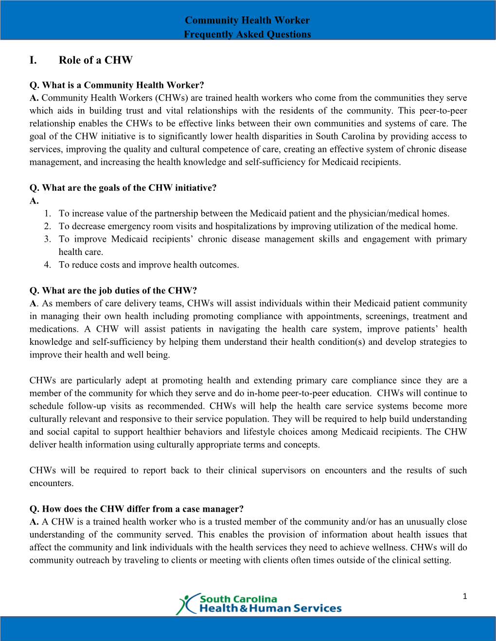 Community Health Worker Frequently Asked Questions