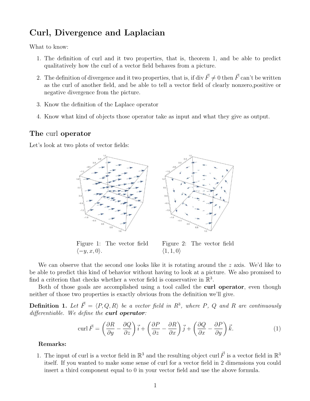 Curl, Divergence and Laplacian