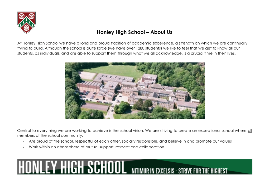 Honley High School – About Us