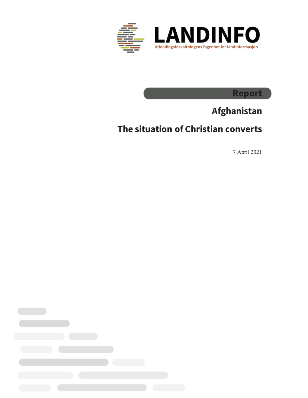 Afghanistan: the Situation of Christian Converts