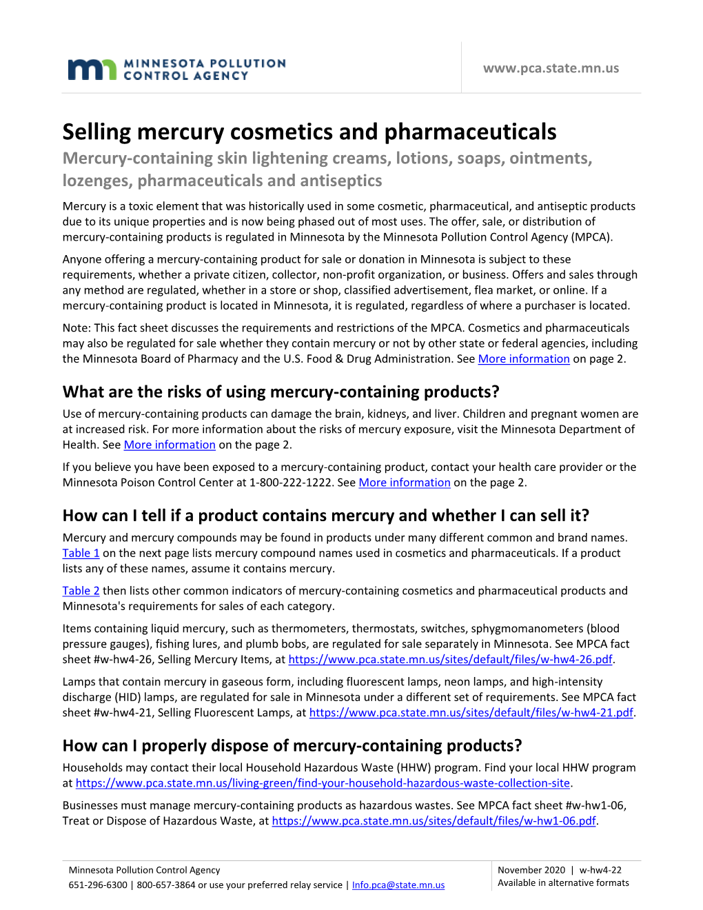 Selling Mercury Cosmetics and Pharmaceuticals (W-Hw4-22)